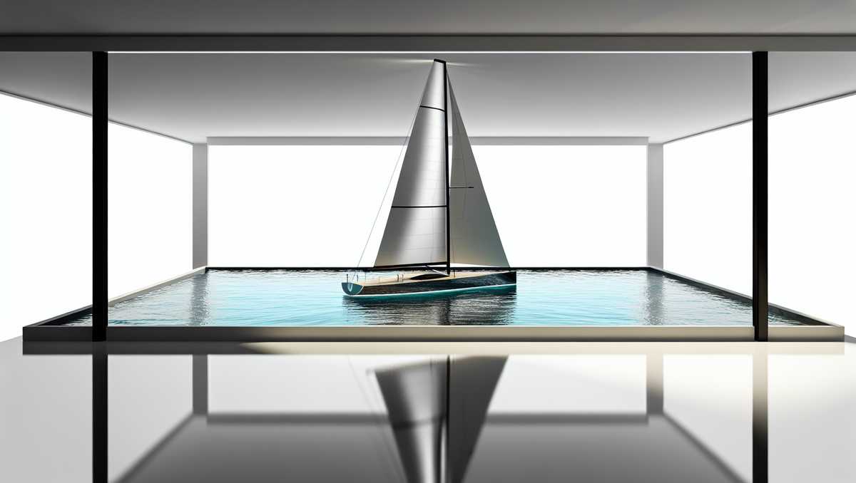 A sailboat sailing smoothly in a white room with natural light symbolizing AI-driven business efficiency and growth. - Airlock AI