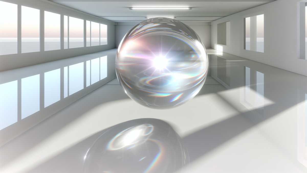 A glowing translucent orb floating in an empty, naturally lit room, reflecting the changing light and symbolizing dynamic adaptation and innovation. - Leveraging Generative AI for Customer Service Excellence - Airlock AI